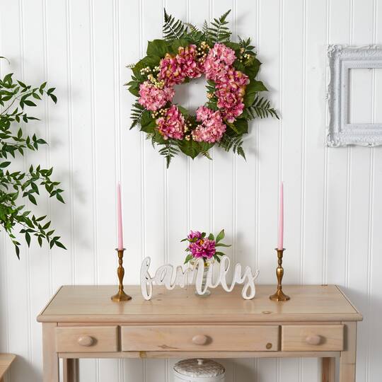 24” Pink Hydrangea with Berry Wreath